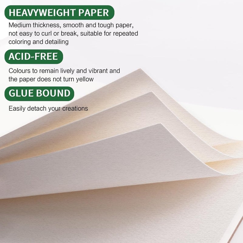 KORCCI Watercolor Paper Pad 5.8"x8.3"-A5, 30 Sheets Watercolor Sketchbook, 140lb/300gsm, Glue Bound, Natural White, Cold Press & Acid-Free Watercolor Notebook for Beginner Students - Image 4